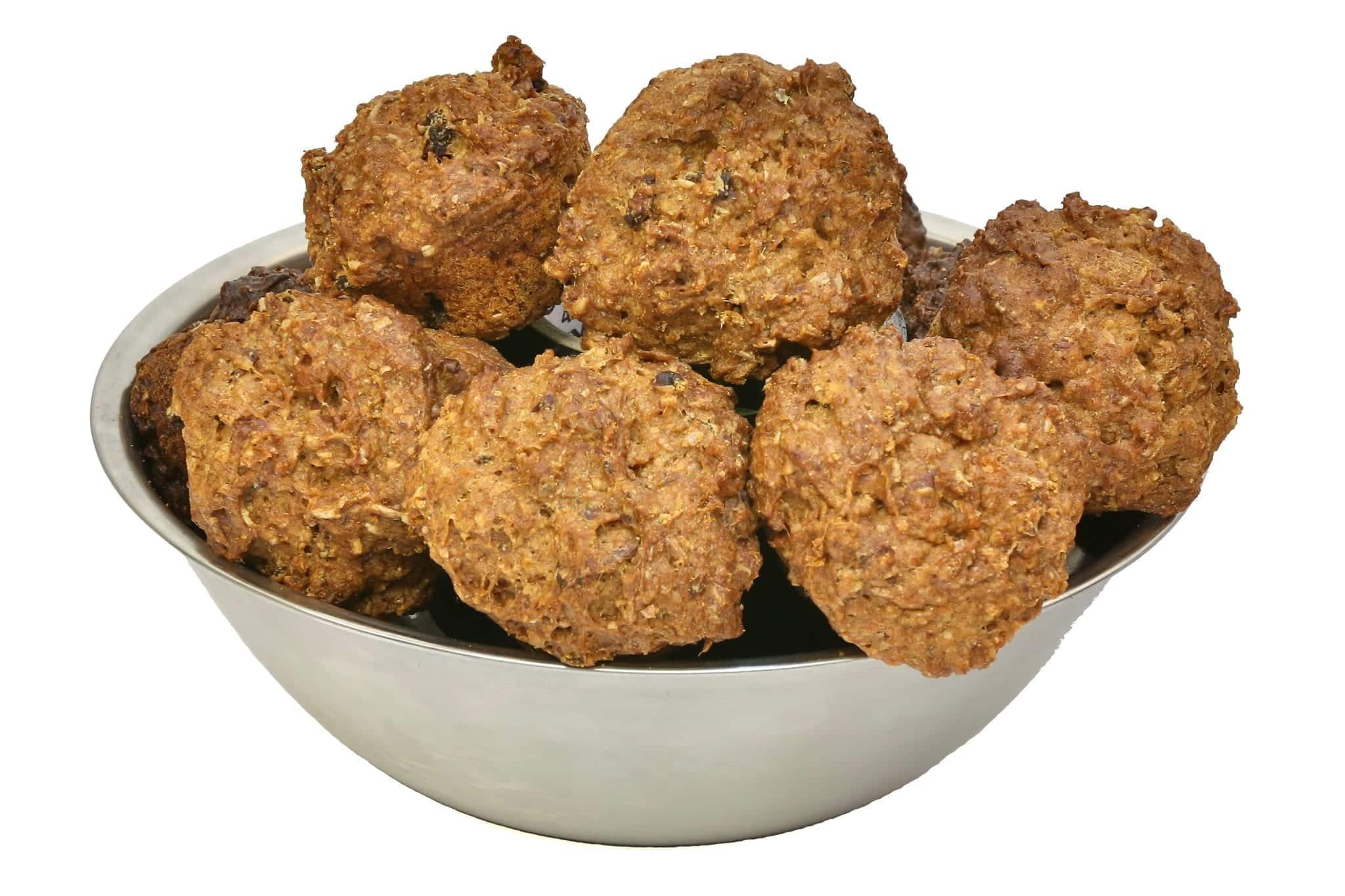 A bowl of Chicken Muffin Dog Treats